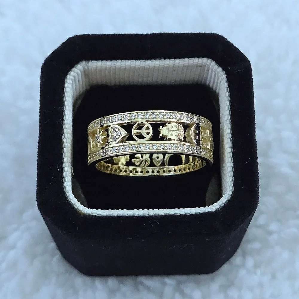 Neo Relique Gold💛 Double✌️ Band Ring💍 with Symbols - NIB